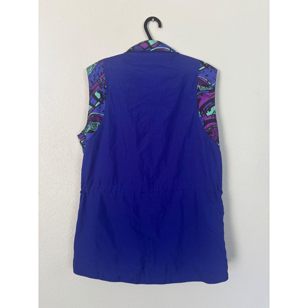 Vintage Reebok Mens Blue Geometric Print Full Zip Nylon Windbreaker Vest Medium - Picture 5 of 6